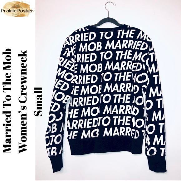 Married To The Mob Crewneck With Pockets, Womens Small, NWOT, PrairieposherCA - Picture 2 of 4
